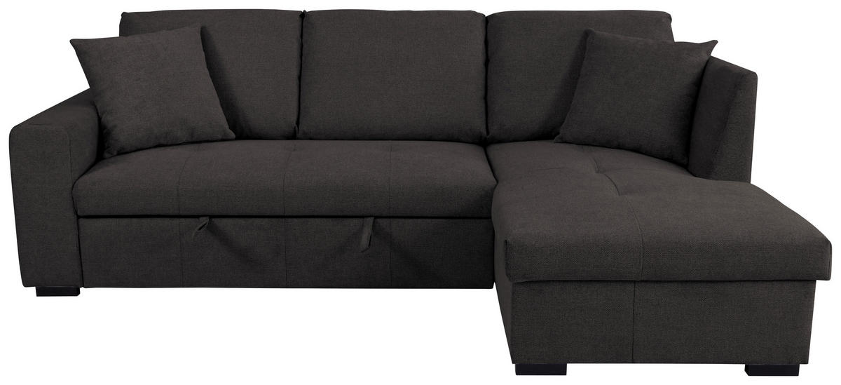 ECKSOFA LUKAS Dunkelbraun Struktur Zierkissen, Bettkasten  - Dunkelbraun, Trend, Textil (239/158cm) - P & B