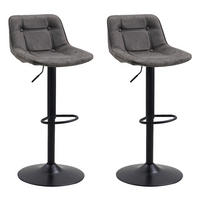 BARHOCKER-SET Mikrofaser Anthrazit gastro- und objekttauglich  - Anthrazit/Schwarz, LIFESTYLE, Textil/Metall (49/87/43cm) - MID.YOU