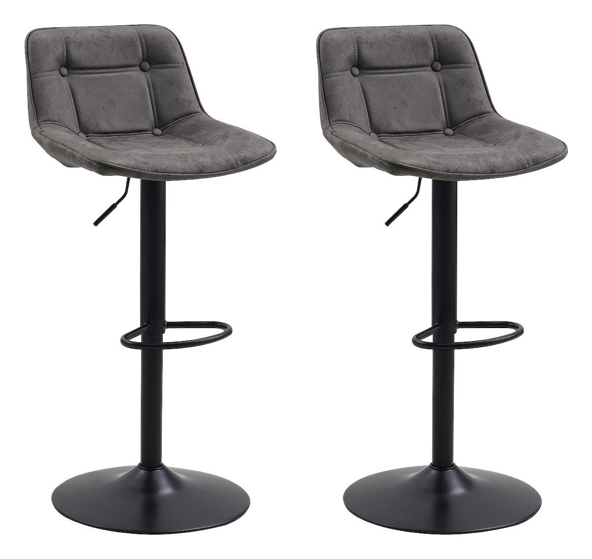 BARHOCKER-SET Mikrofaser Anthrazit gastro- und objekttauglich  - Anthrazit/Schwarz, LIFESTYLE, Textil/Metall (49/87/43cm) - MID.YOU