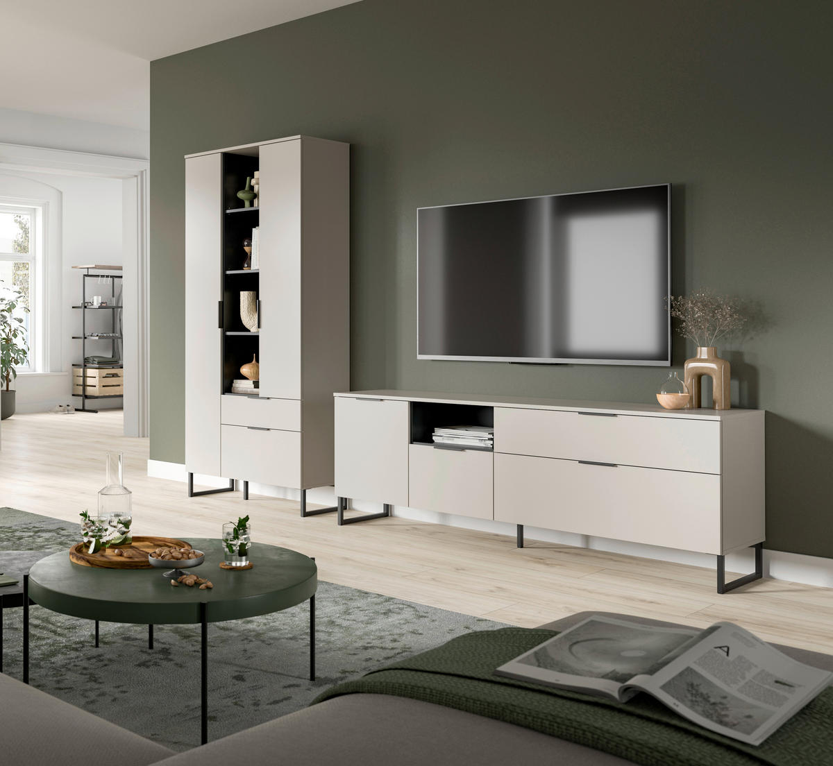 REGAL ZA DNEVNI BORAVAK kašmir   - kašmir/crna, Design, drvni materijal/metal (290/192/41cm) - Livetastic