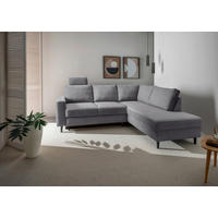 ECKSCHLAFSOFA in Dunkelgrau Textil   - Dunkelgrau/Schwarz, Modern, Holz/Textil (242/200cm) - Livetastic