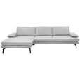 ECKSOFA Beldomo Premium in Echtleder Weiß  180/310 cm  - Schwarz/Weiß, Design, Leder/Metall (180/310cm) - Dieter Knoll
