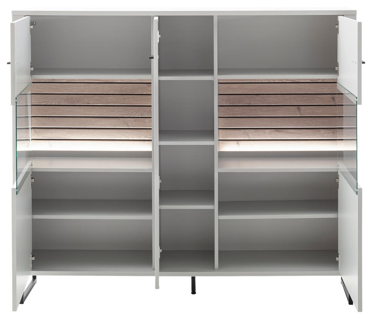 HIGHBOARD  in 159/136/37 cm  - Eichefarben/Anthrazit, Design, Glas/Holzwerkstoff (159/136/37cm) - Stylife