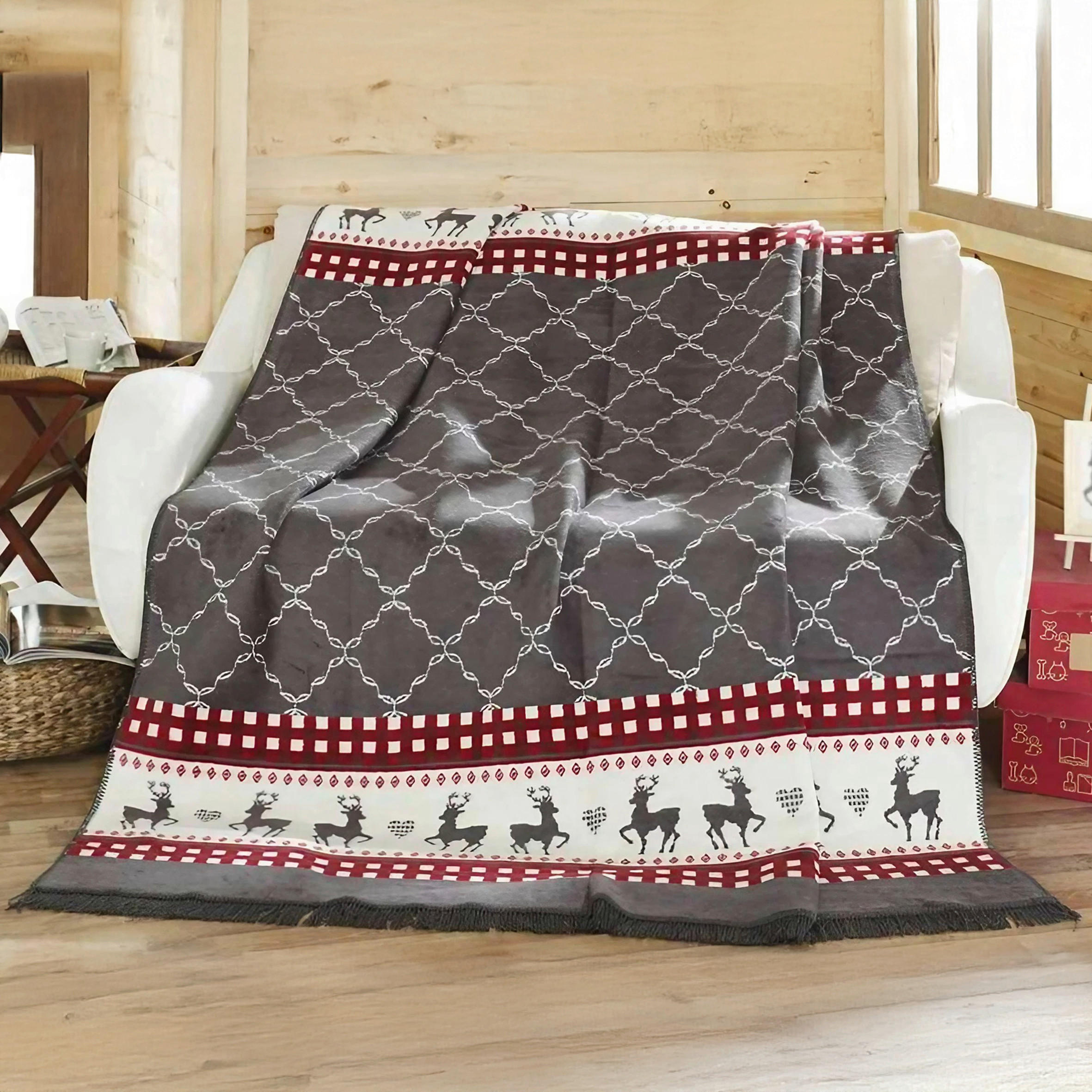 PLAID 180/220 cm  - Rot/Weiß, Basics, Kunststoff/Textil (180/220cm) - X-Mas
