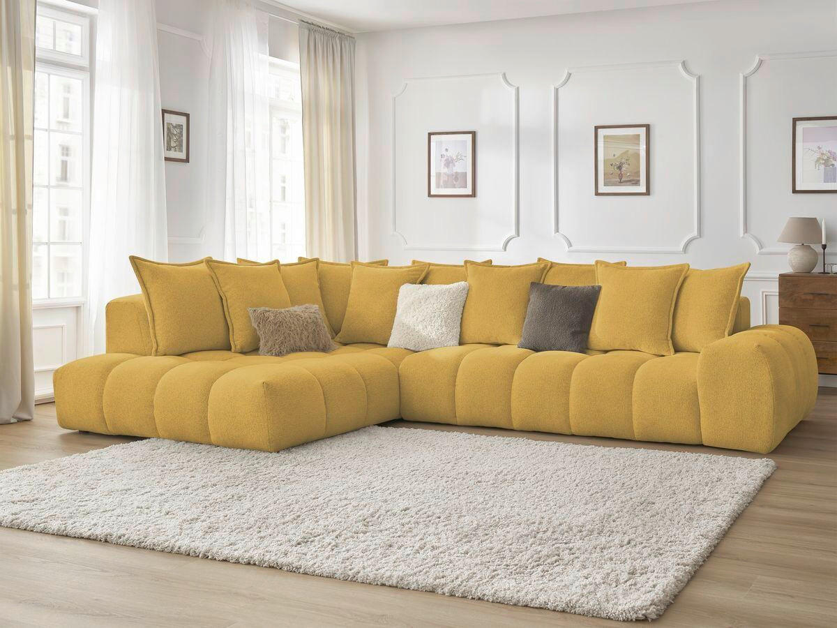 ECKSOFA Ottomane links  EVEREST Gelb Flachgewebe  - Gelb/Schwarz, MODERN, Kunststoff/Textil (210/352cm) - Livetastic