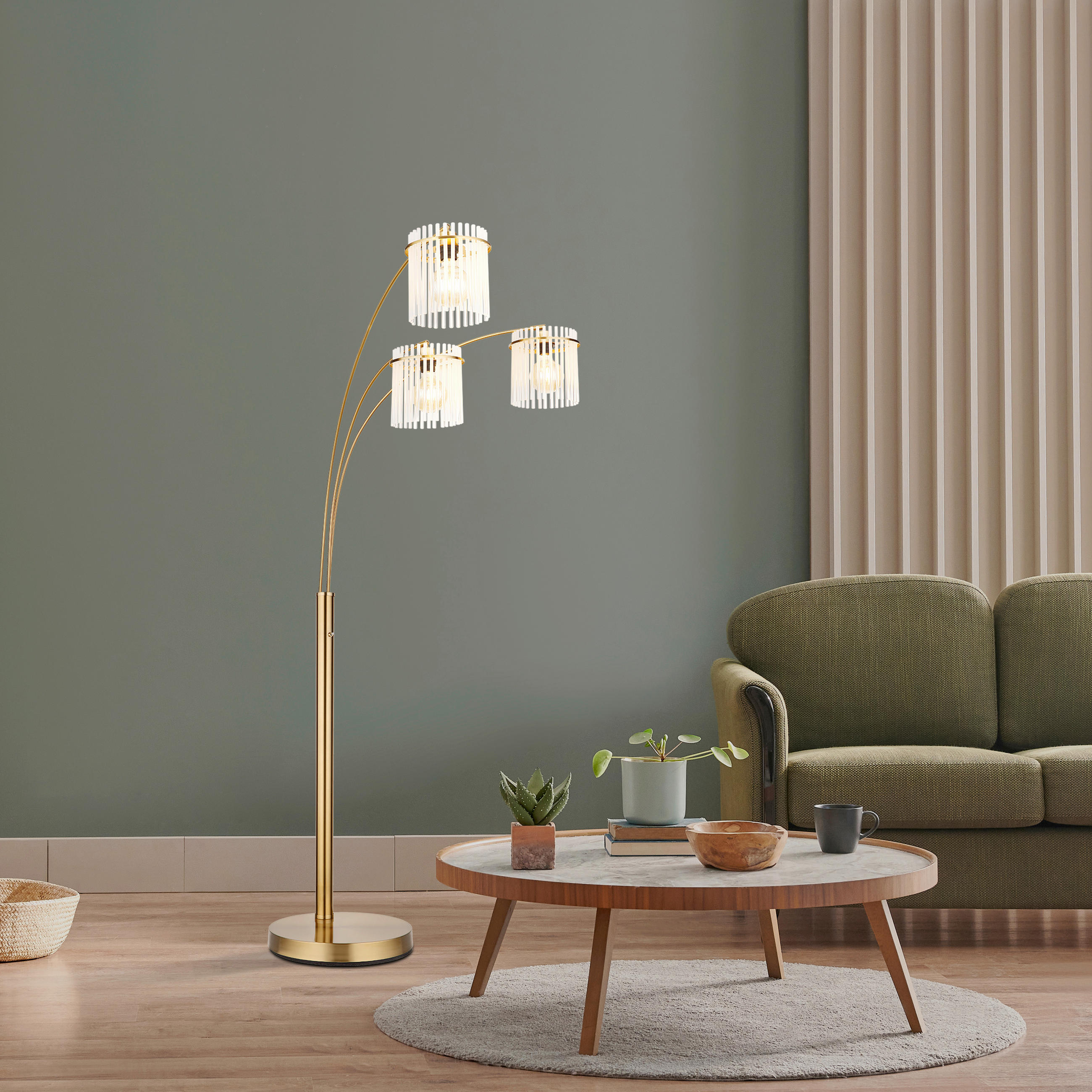 STEHLEUCHTE GORLEY 100/160/180 cm - Klar/Goldfarben, Trend, Glas/Kunststoff (100/160/180cm) - Globo