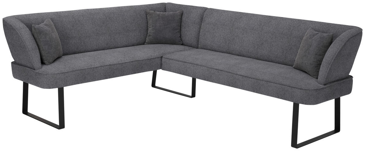 ECKBANK 243/189 cm Webstoff Anthrazit, Schwarz   - Anthrazit/Schwarz, Design, Textil/Metall (243/189cm) - Novel