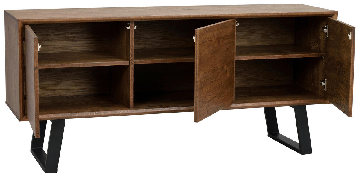 SIDEBOARD 160/73/45 cm  - brun/svart, Design, metall/trä (160/73/45cm) - Rowico