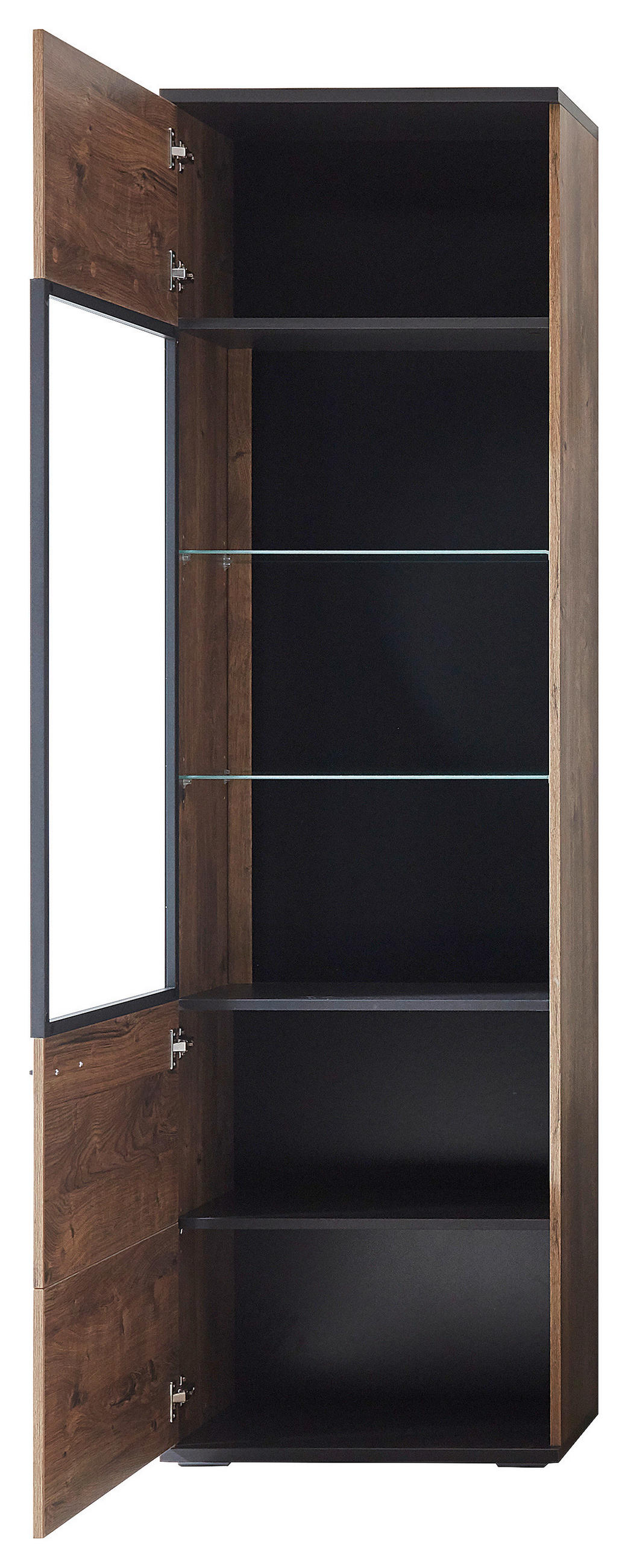 WOHNWAND  in Eichefarben, Dunkelgrau  320/206/50 cm  - Eichefarben/Dunkelgrau, KONVENTIONELL, Glas/Holzwerkstoff (320/206/50cm) - Cantus