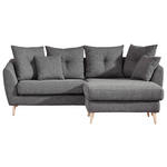 ECKSOFA in Flachgewebe Dunkelgrau  210/156 cm  - Dunkelgrau/Buchefarben, KONVENTIONELL, Holz/Textil (210/156cm) - Carryhome