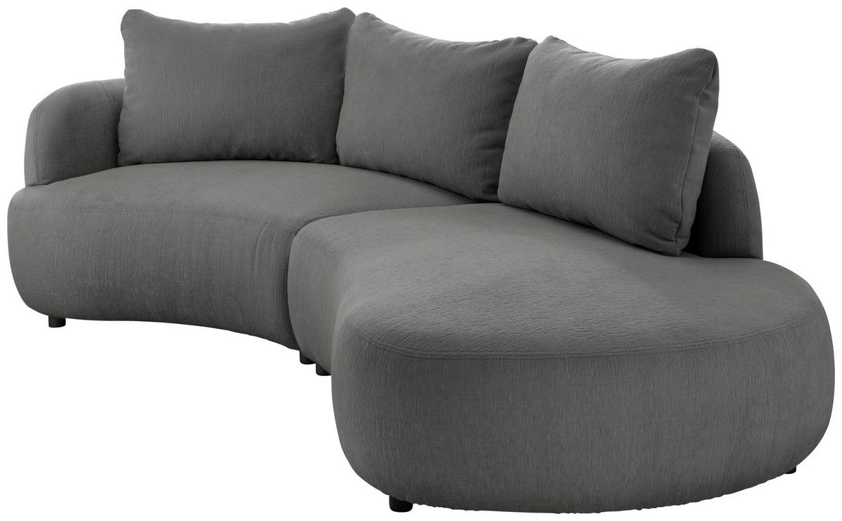 ECKSOFA in Mikrofaser Graubraun  - Graubraun/Schwarz, Modern, Kunststoff/Textil (139/250cm) - Livetastic