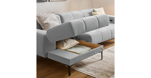 ECKSOFA in Chenille Hellgrau 167/311 cm - Hellgrau/Schwarz, Design, Textil/Metall (167/311cm) - Xora