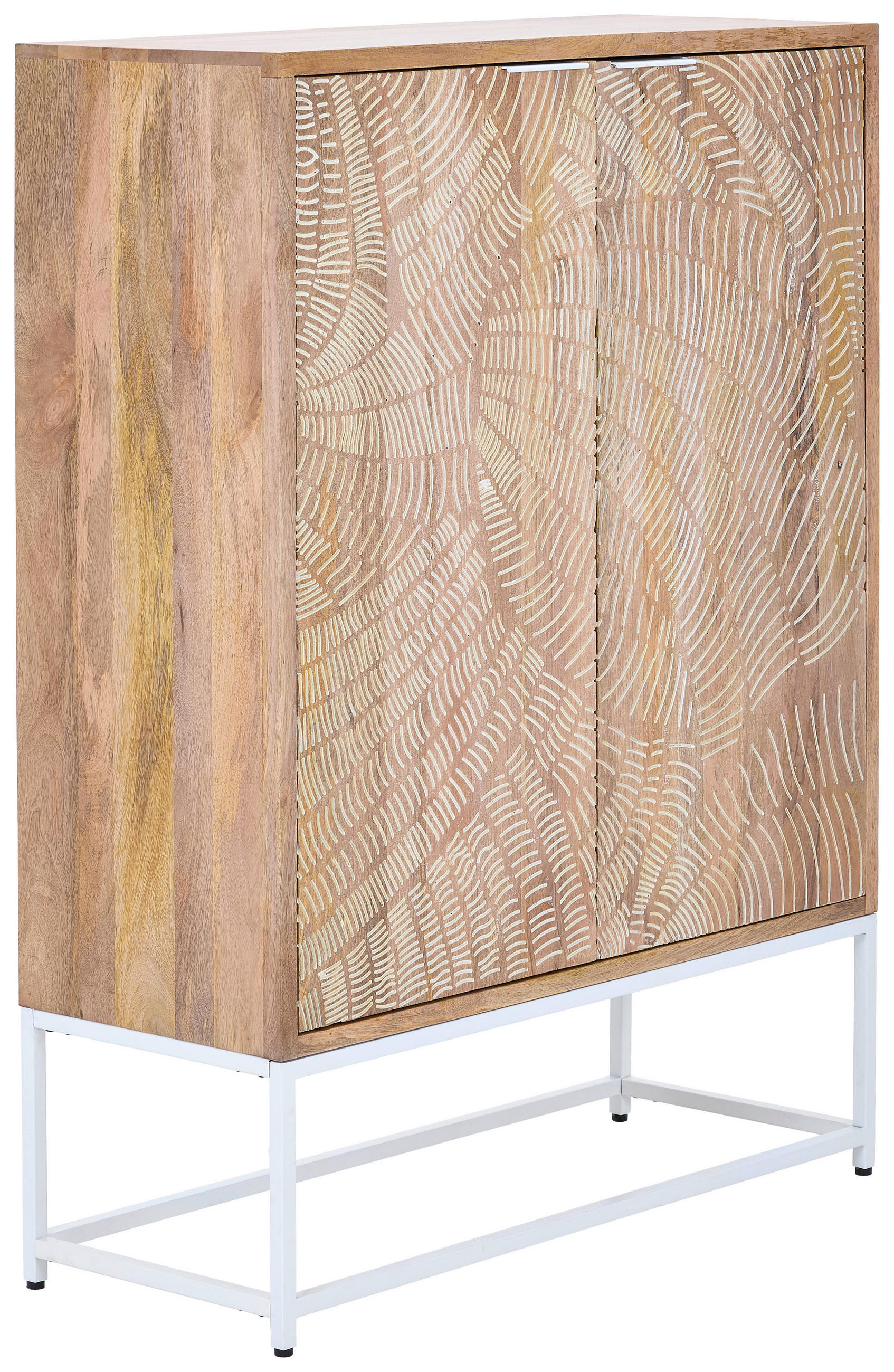 Ambia Home VYSOKÁ KOMODA, mangové drevo, prírodná farba, biela, 100/135/40 cm