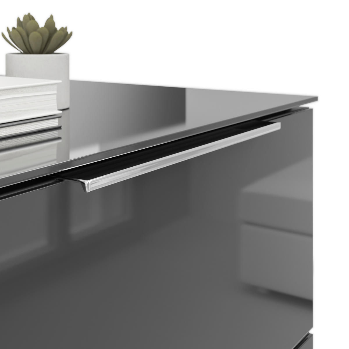 NACHTSCHRANK 45/60/40 cm  - Chromfarben/Anthrazit, Basics, Glas/Holzwerkstoff (45/60/40cm)