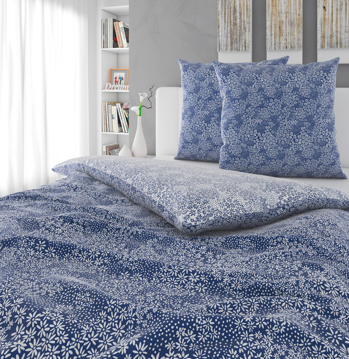 BETTWÄSCHE Satin 200/200 cm  - Blau/Weiß, Design, Textil (200/200cm) - Novel