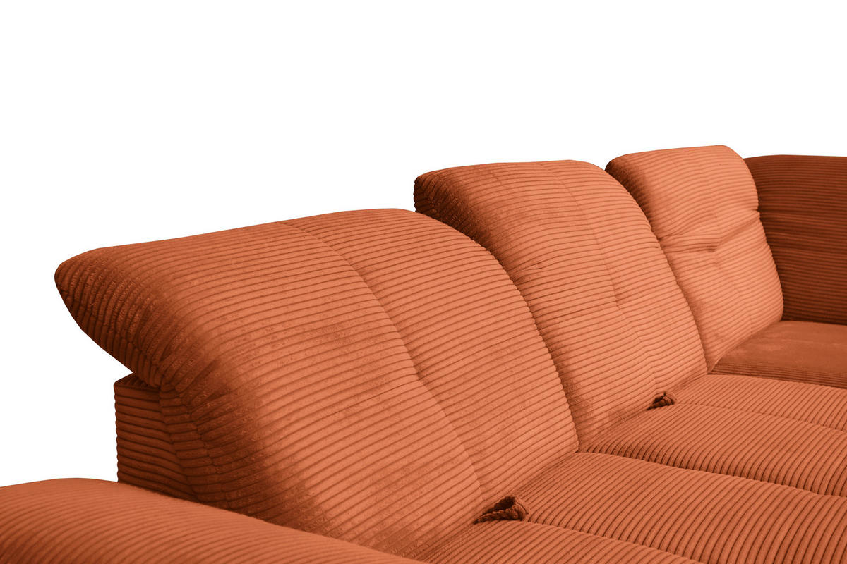 ECKSOFA in Cord Rostfarben  - Rostfarben/Schwarz, Design, Textil/Metall (313/242cm) - Xora