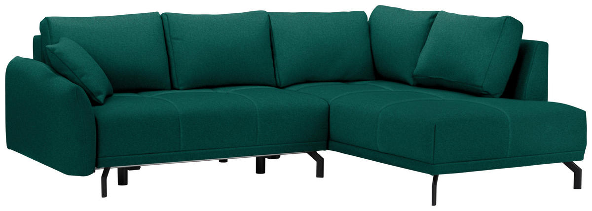 ECKSOFA Grün Samt  - Schwarz/Grün, Design, Textil/Metall (250/191cm) - Carryhome