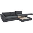 ECKSOFA in Flachgewebe Dunkelblau  - Silberfarben/Dunkelblau, Design, Textil/Metall (306/174cm) - Carryhome