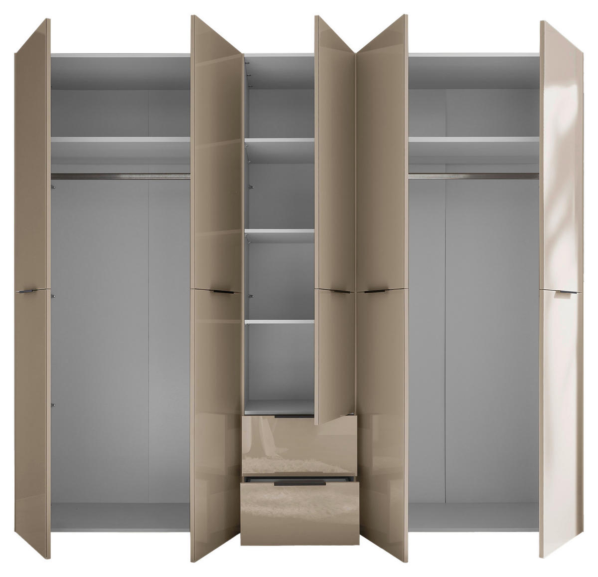 KLEIDERSCHRANK  in Kaschmir  - Kaschmir/Schwarz, KONVENTIONELL, Glas/Holzwerkstoff (250/212/57cm) - Boxxx