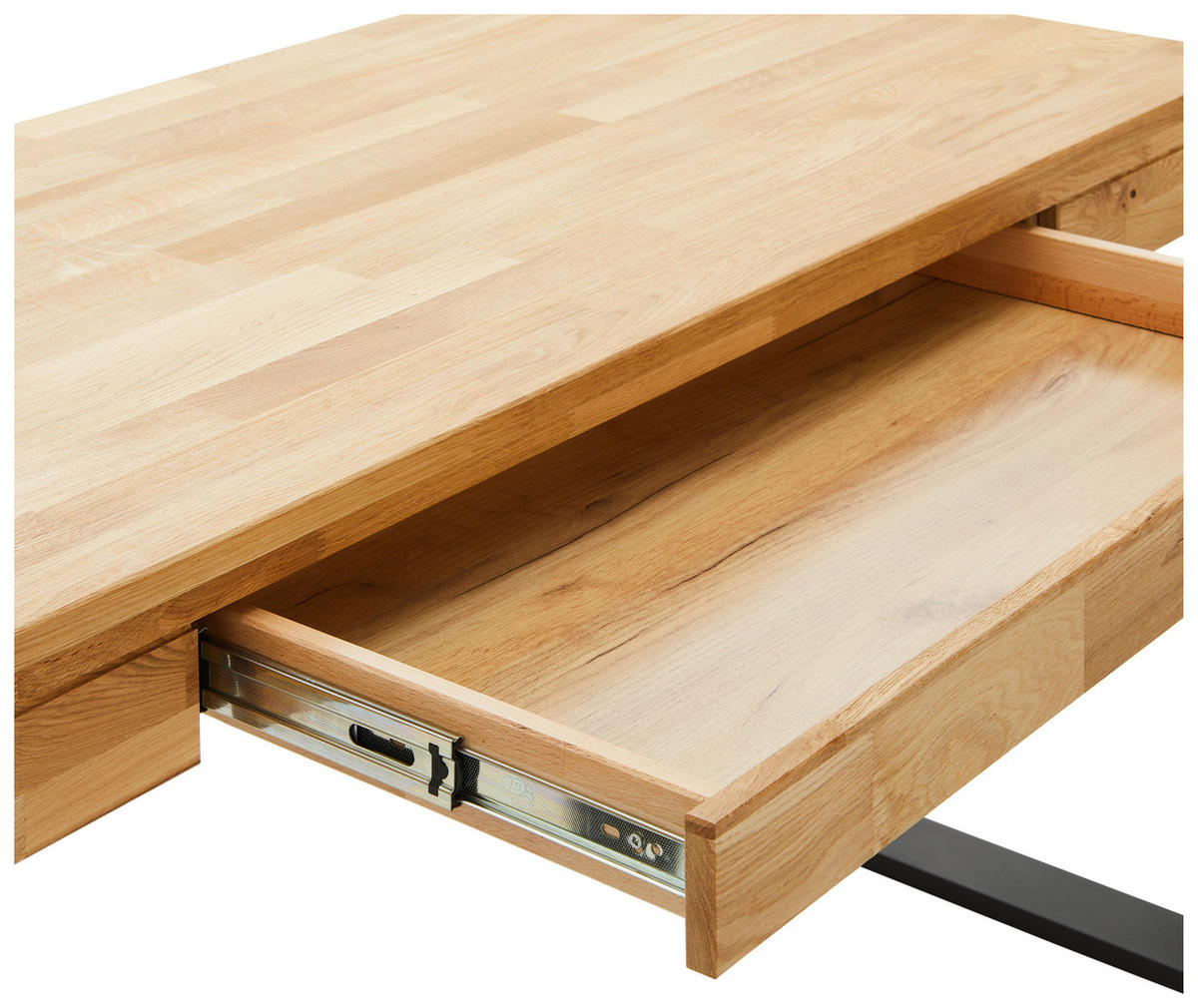 PISALNA MIZA les barve hrasta  - črna/barve hrasta, Moderno, kovina/les (150/65/76cm) - Linea Natura