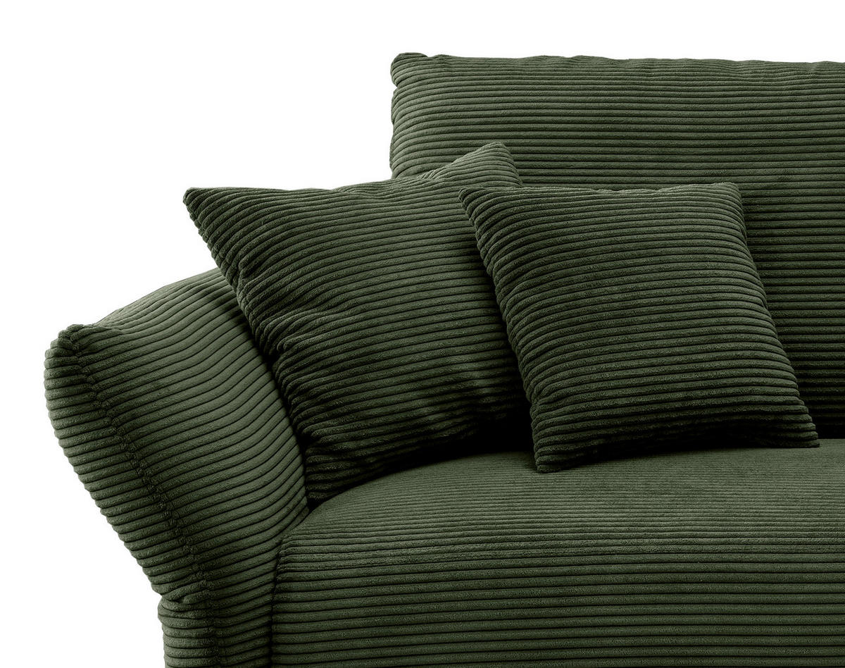 3-SITZER-SOFA Cord Dunkelgrün  - Dunkelgrün/Schwarz, Design, Textil/Metall (201/97/102cm) - Livetastic
