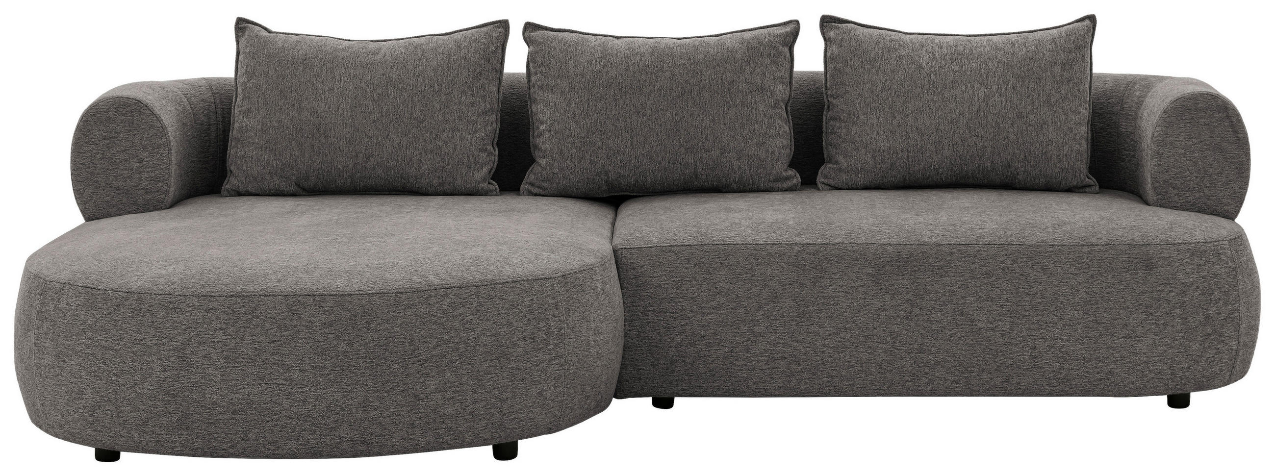 ECKSOFA FERRO Anthrazit Chenille  - Anthrazit/Schwarz, Design, Kunststoff/Textil (156/256cm) - Livetastic