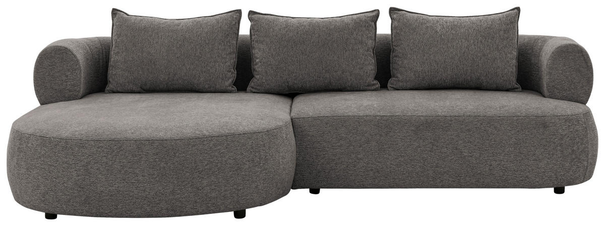 ECKSOFA FERRO Anthrazit Chenille  - Anthrazit/Schwarz, Design, Kunststoff/Textil (156/256cm) - Livetastic