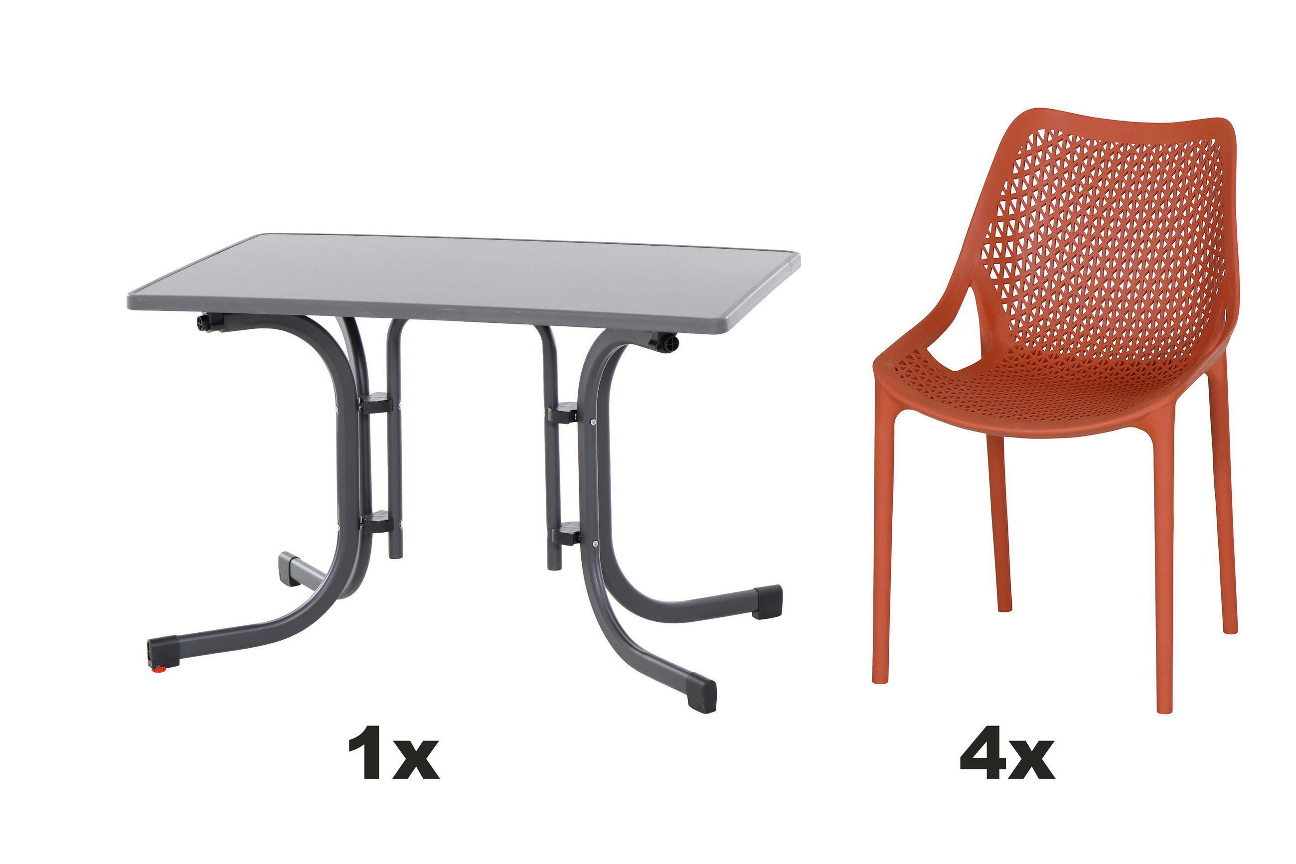 GARTENGARNITUR 5-teilig  - Anthrazit/Rot, Basics, Holzwerkstoff/Kunststoff (70/81/110cm) - Siena Garden