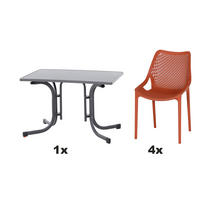 GARTENGARNITUR 5-teilig  - Anthrazit/Rot, Basics, Holzwerkstoff/Kunststoff (70/81/110cm) - Siena Garden