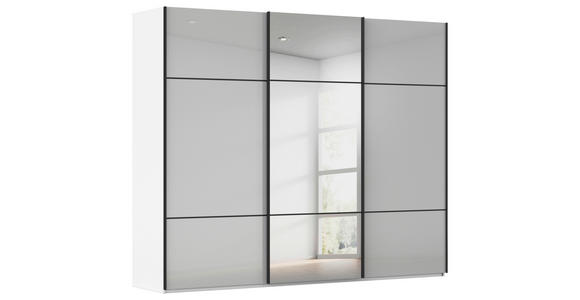 SCHWEBETÜRENSCHRANK  in Grau, Weiß  - Schwarz/Weiß, KONVENTIONELL, Glas/Holzwerkstoff (301/223/68cm) - Novel