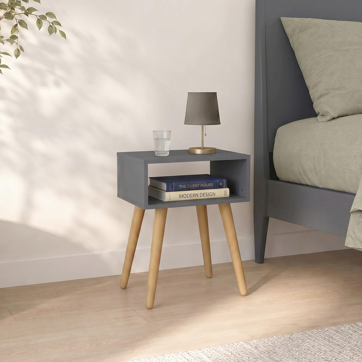 NACHTTISCH 45/56/30 cm, Anthrazit, Honigeiche,  - Honigeiche/Anthrazit, MODERN, Holzwerkstoff (45/56/30cm) - Livetastic