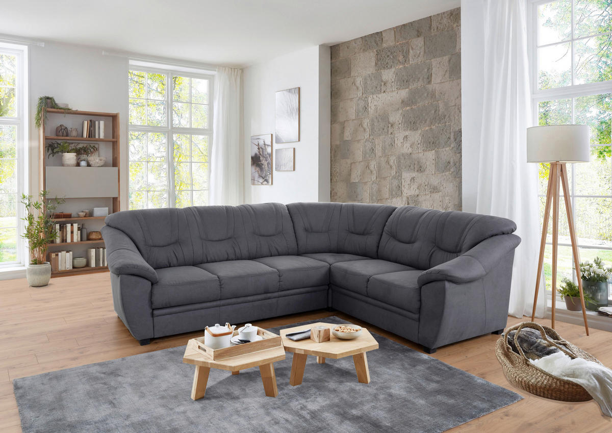 ECKSOFA inkl. Funktion in Flachgewebe Dunkelblau  - Schwarz/Dunkelblau, Konventionell, Kunststoff/Textil (264/215cm) - Sit & More