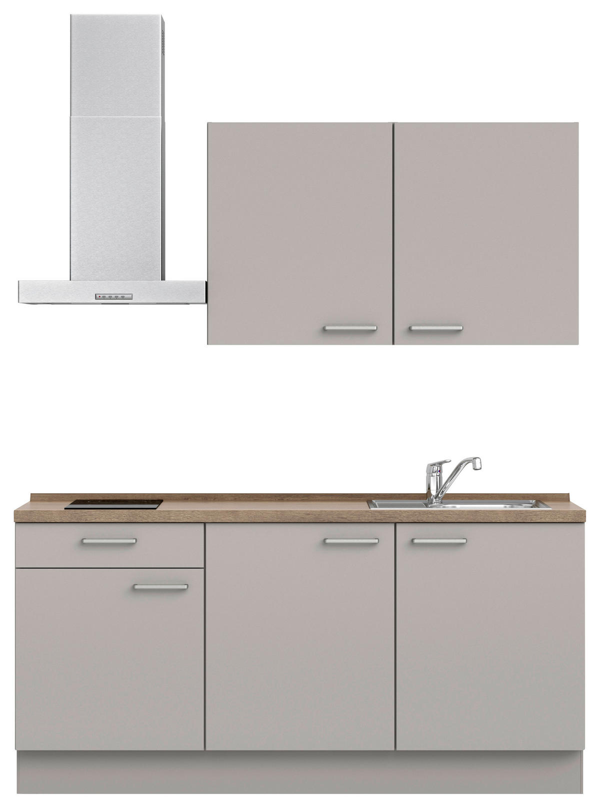 KÜCHENLEERBLOCK 180 cm   in Grau, Eiche dunkel  - Eiche dunkel/Edelstahlfarben, MODERN, Holzwerkstoff/Metall (180cm) - Nobilia