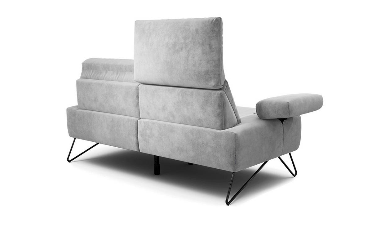 2-SITZER-SOFA Samt Hellgrau  - Hellgrau/Schwarz, Design, Textil/Metall (164-194/85/86-94cm) - SENSOO