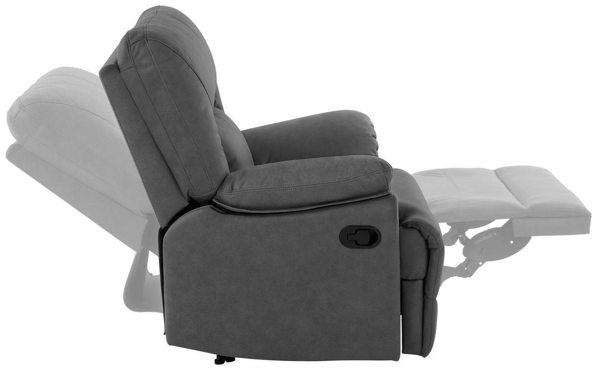 RELAXSESSEL Mikrofaser    - Schwarz/Grau, KONVENTIONELL, Textil/Metall (89/99.5/94cm) - Livetastic