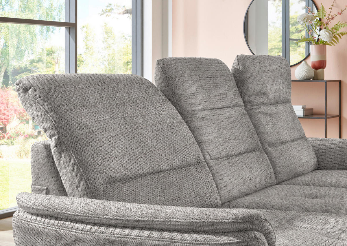 ECKSOFA in Flachgewebe Graubraun  181/260 cm  - Graubraun/Schwarz, KONVENTIONELL, Textil/Metall (181/260cm) - Beldomo Speed