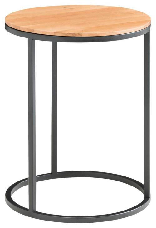 BEISTELLTISCH 39/39/51 cm Wildeiche massiv Schwarz, Eichefarben rund  - Eichefarben/Schwarz, Design, Holz/Metall (39/39/51cm) - Linea Natura