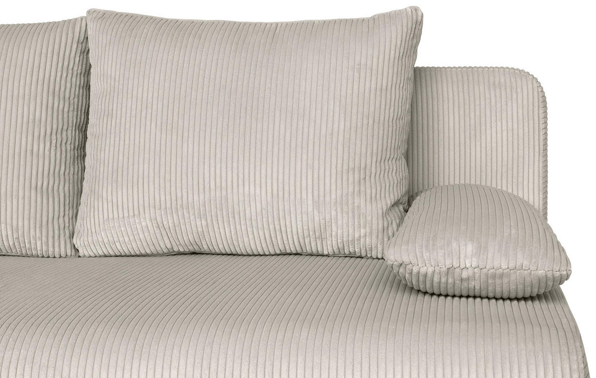 SCHLAFSOFA Cord Creme  inkl. Rückenkissen, Armlehnenkissen, Bettkasten, Schlaffunktion, Rücken echt, Stauraum, Liegefläche im Originalstoff  - Chromfarben/Creme, Design, Kunststoff/Textil (193/85/86cm) - P & B