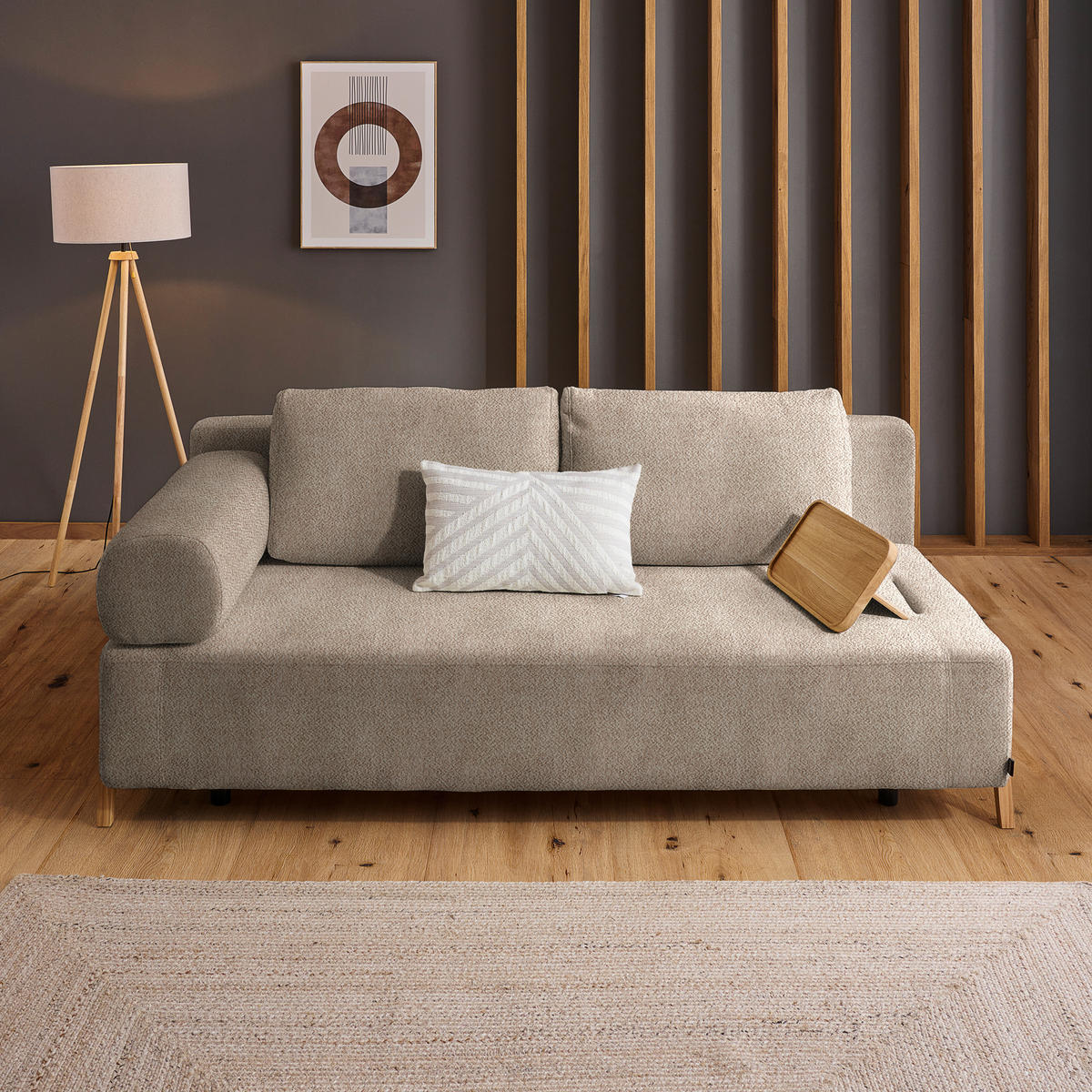 SCHLAFSOFA in Holz, Textil Beige  - Beige/Naturfarben, Design, Holz/Textil (211/88/102cm) - Niels Andersson