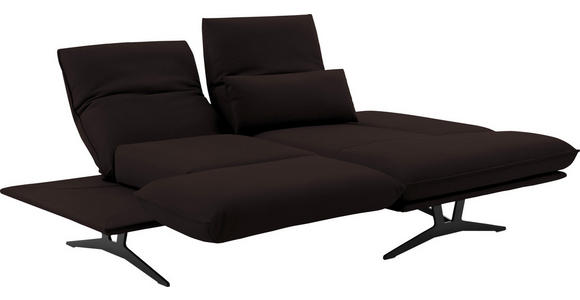 ECKSOFA in Echtleder Dunkelbraun  - Dunkelbraun/Schwarz, Design, Leder/Metall (210/130cm) - Dieter Knoll