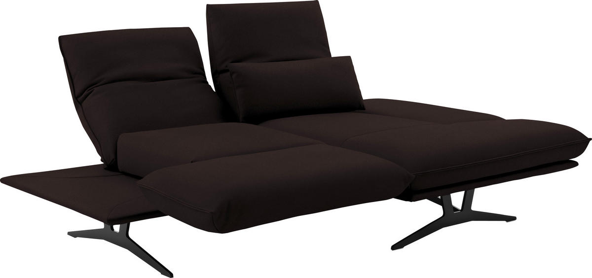 ECKSOFA in Echtleder Dunkelbraun  - Dunkelbraun/Schwarz, Design, Leder/Metall (210/130cm) - Dieter Knoll
