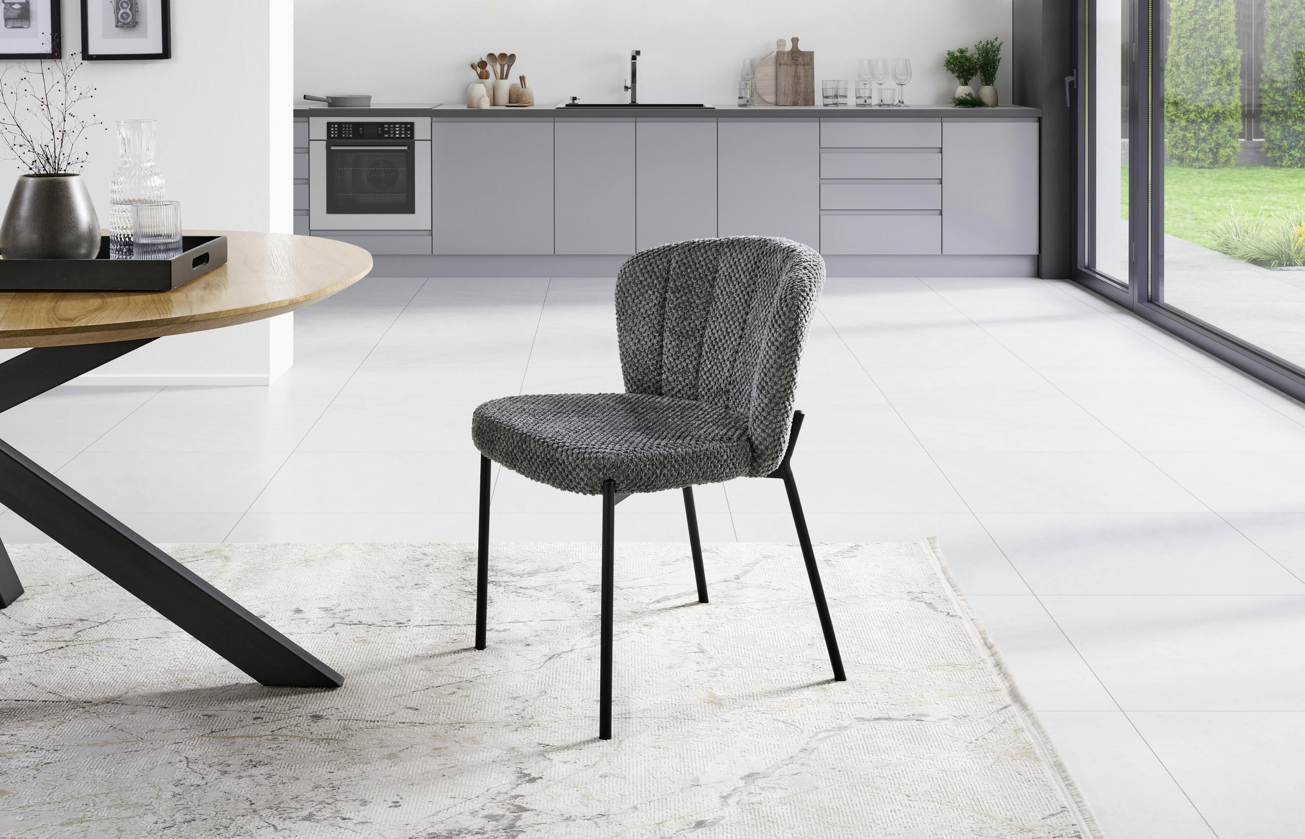 STUHL Struktur Grau Pappel Sperrholz  - Schwarz/Grau, LIFESTYLE, Holz/Textil (55/79/59cm) - Livetastic