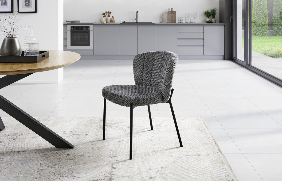 STUHL Struktur Grau Pappel Sperrholz  - Schwarz/Grau, LIFESTYLE, Holz/Textil (55/79/59cm) - Livetastic