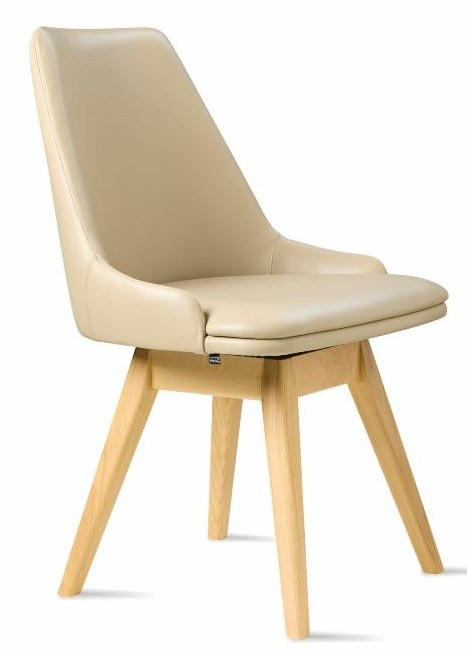 SNURRSTOL  i ekfärgad, beige  - beige/ekfärgad, Lifestyle, läder/trä (56/85/58cm) - Skovby