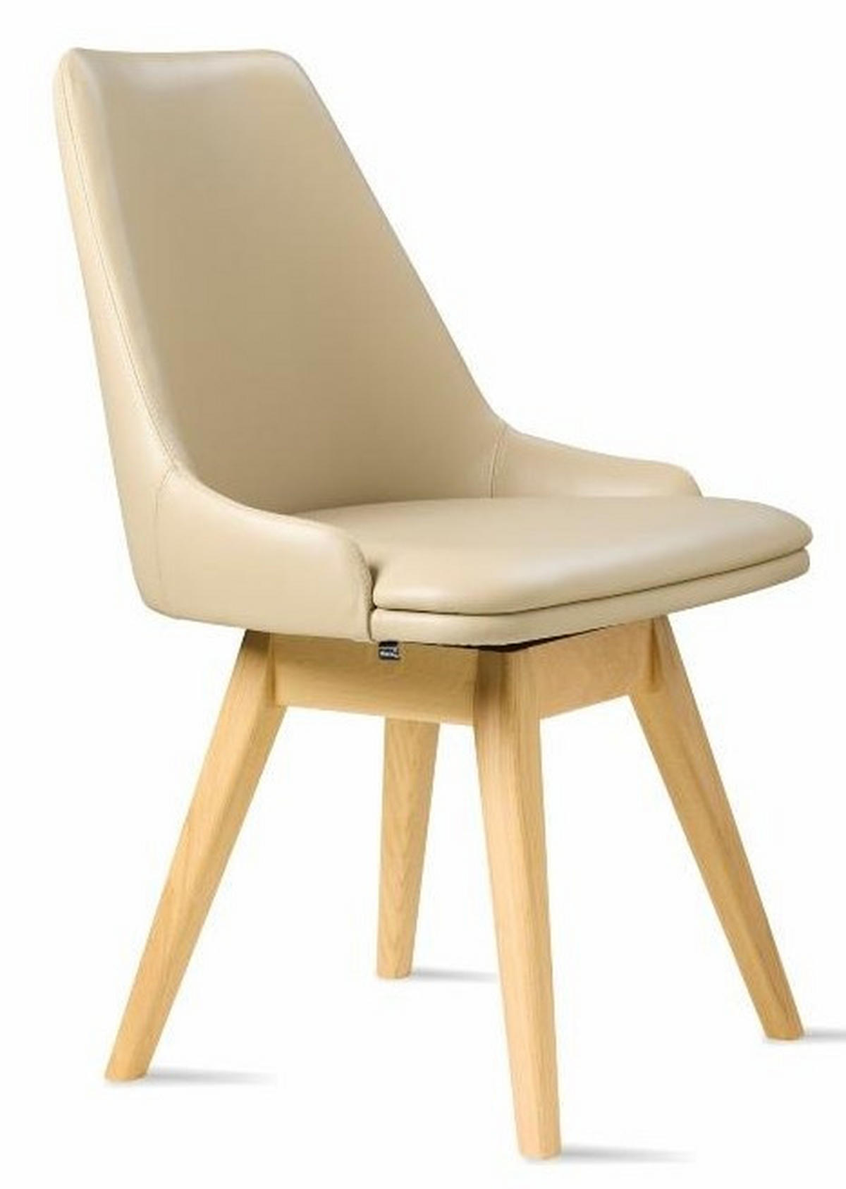 SNURRSTOL  i ekfärgad, beige  - beige/ekfärgad, Lifestyle, läder/trä (56/85/58cm) - Skovby