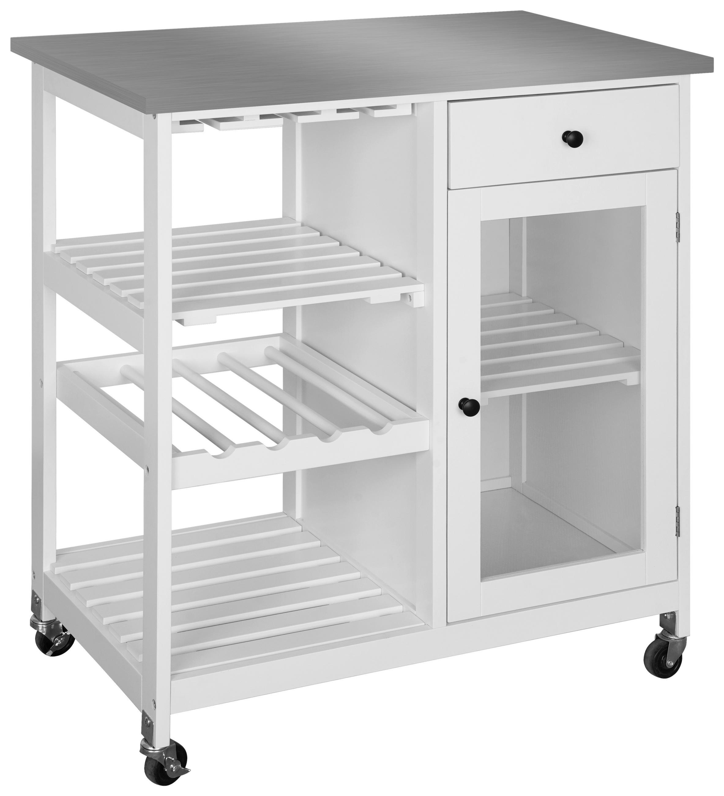 KÜCHENINSEL   in Weiß, Edelstahlfarben  - Edelstahlfarben/Schwarz, Basics, Holzwerkstoff/Kunststoff (76/87/48cm) - MID.YOU