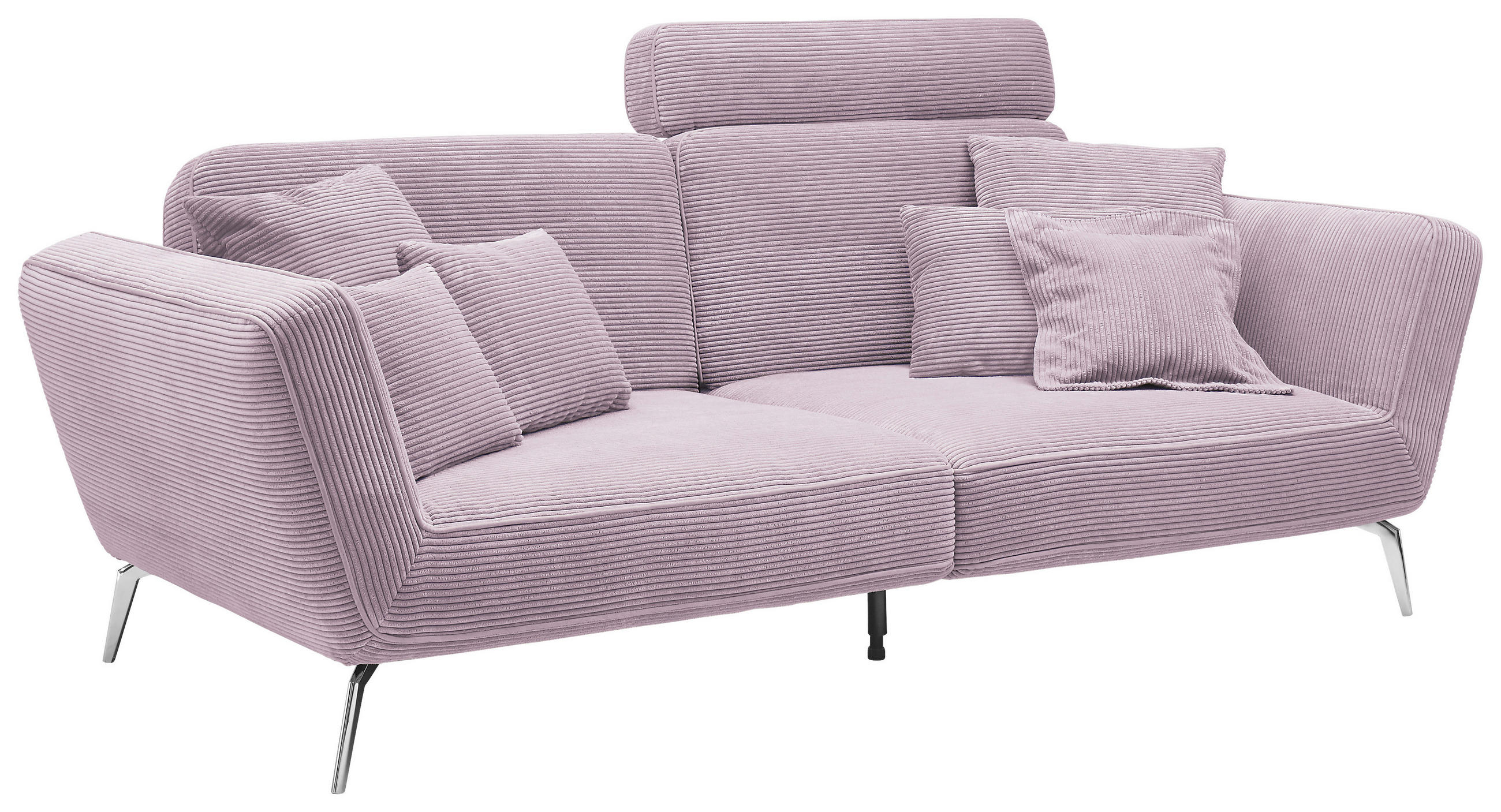 3-SITZER-SOFA Cord Aubergine  - Chromfarben/Aubergine, KONVENTIONELL, Kunststoff/Textil (260/90/125cm) - SetOne by Musterring