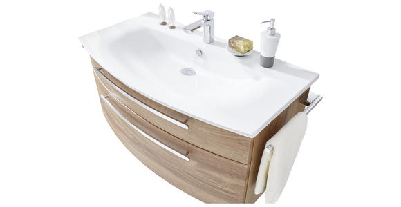BADEZIMMER in 100 cm - Eichefarben/Weiß, KONVENTIONELL, Glas/Keramik (100cm) - Novel