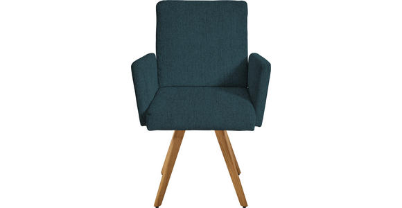 ARMLEHNSTUHL in Chenille - Eichefarben/Dunkelblau, Design, Holz/Textil (56/92/60cm) - Dieter Knoll