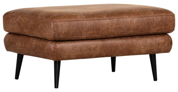 HOCKER Lederlook Cognac - Cognac/Schwarz, Design, Holz/Textil (95/49/70cm) - Carryhome
